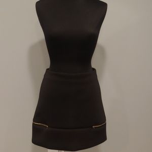 High waisted black midi skirt